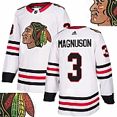 Blackhawks #3 Magnuson White With Special Glittery Logo Adidas Jersey,baseball caps,new era cap wholesale,wholesale hats